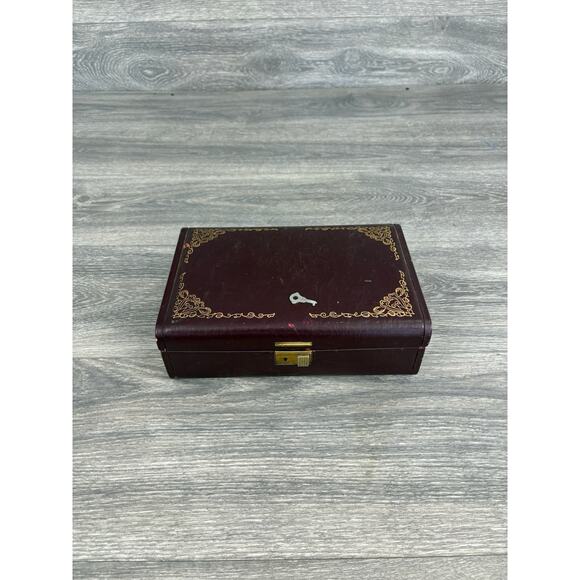 Vintage Farmington Red Telox MCM Jewelry Box Full Red Velvet Interior W/ Key - Picture 1 of 8